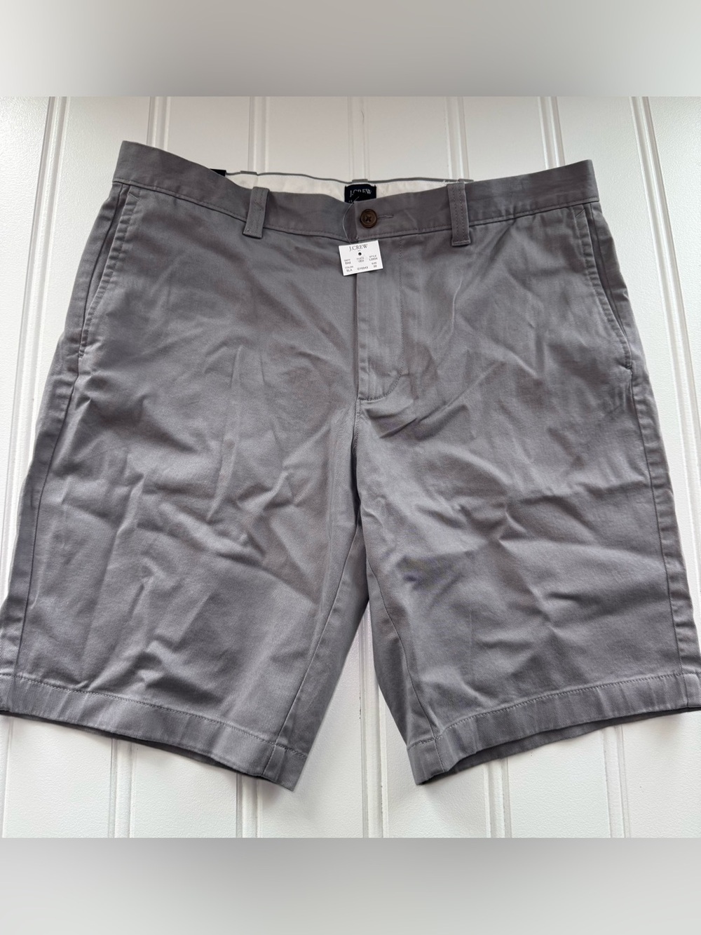 J.Crew Mens Gray Cotton Flex Rivington Flat Front Chino Shorts 36 NEW 3126